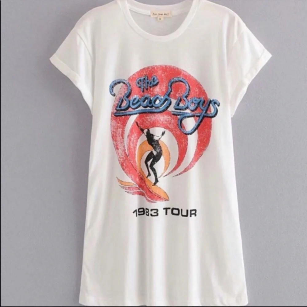 #90CLOSEOUT SALE!New! Beach Boys Band Tour White Graphic Tee - Picture 5 of 6